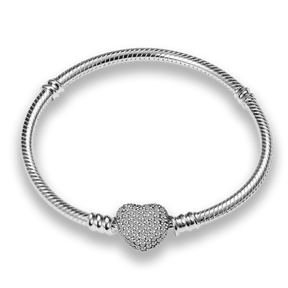 Sterling Silver Love Zircon Bracelet For Charms