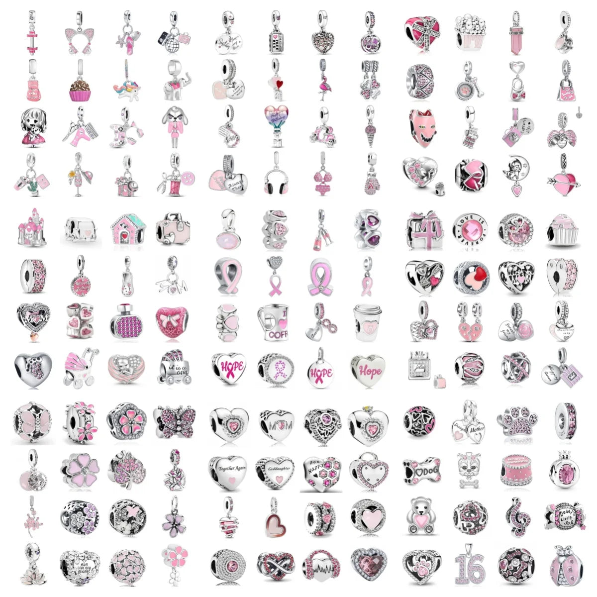 Silver Plated Pink Charms (Choose Your Elegance)