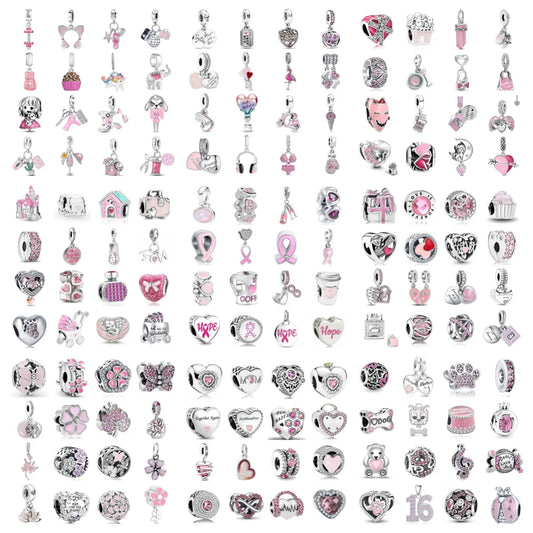 Silver Plated Pink Charms (Choose Your Elegance)