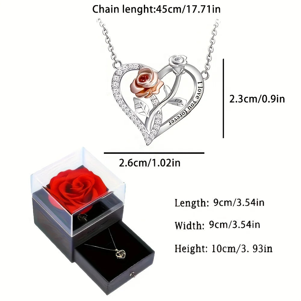 I Love You Forever Necklace With Eternal Rose Gift Box