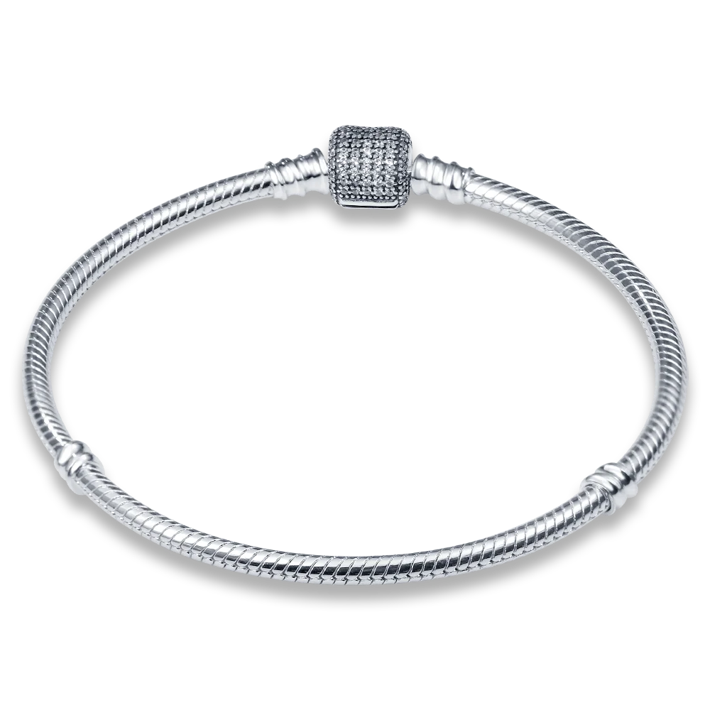 Sterling Silver Love Zircon Bracelet For Charms