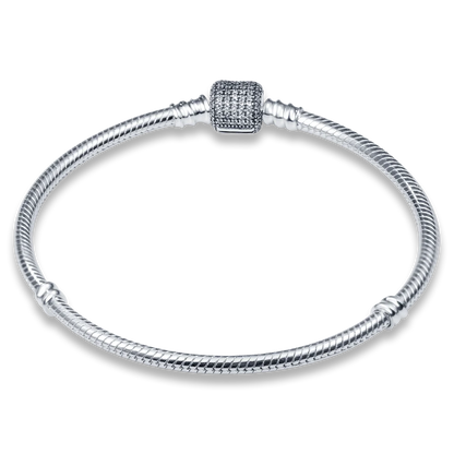 Sterling Silver Love Zircon Bracelet For Charms