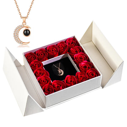 Eternal Rose with Necklace Jewelry Box for Mother's