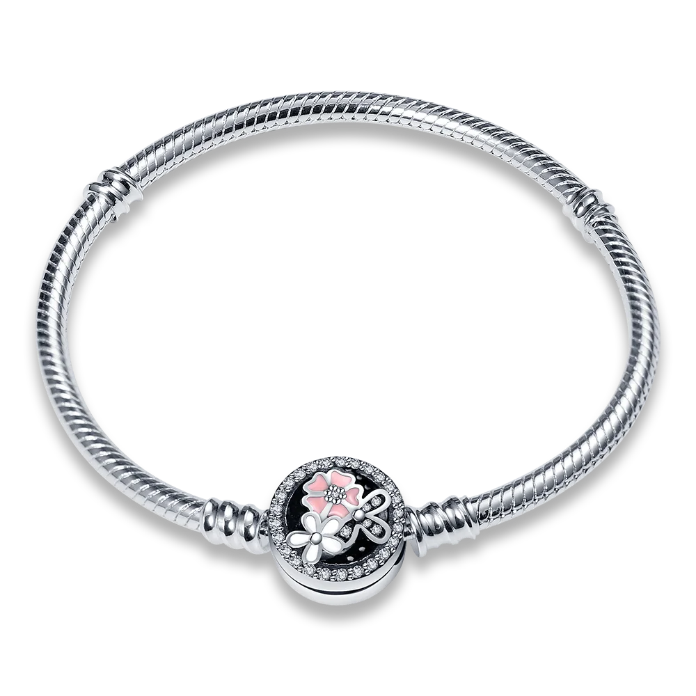 Sterling Silver Love Zircon Bracelet For Charms