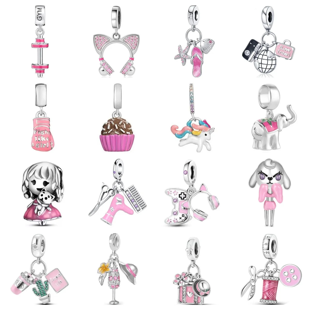 Silver Plated Pink Charms (Choose Your Elegance)