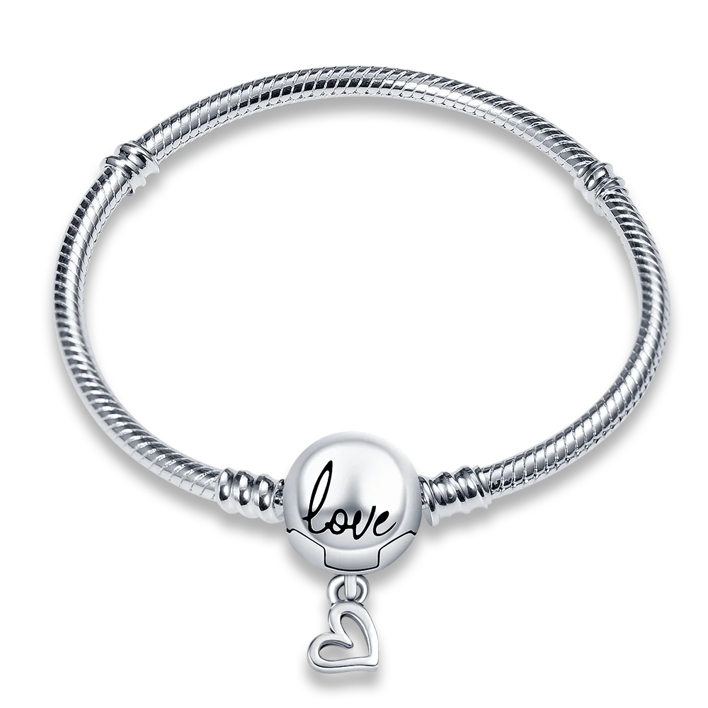 Sterling Silver Love Zircon Bracelet For Charms