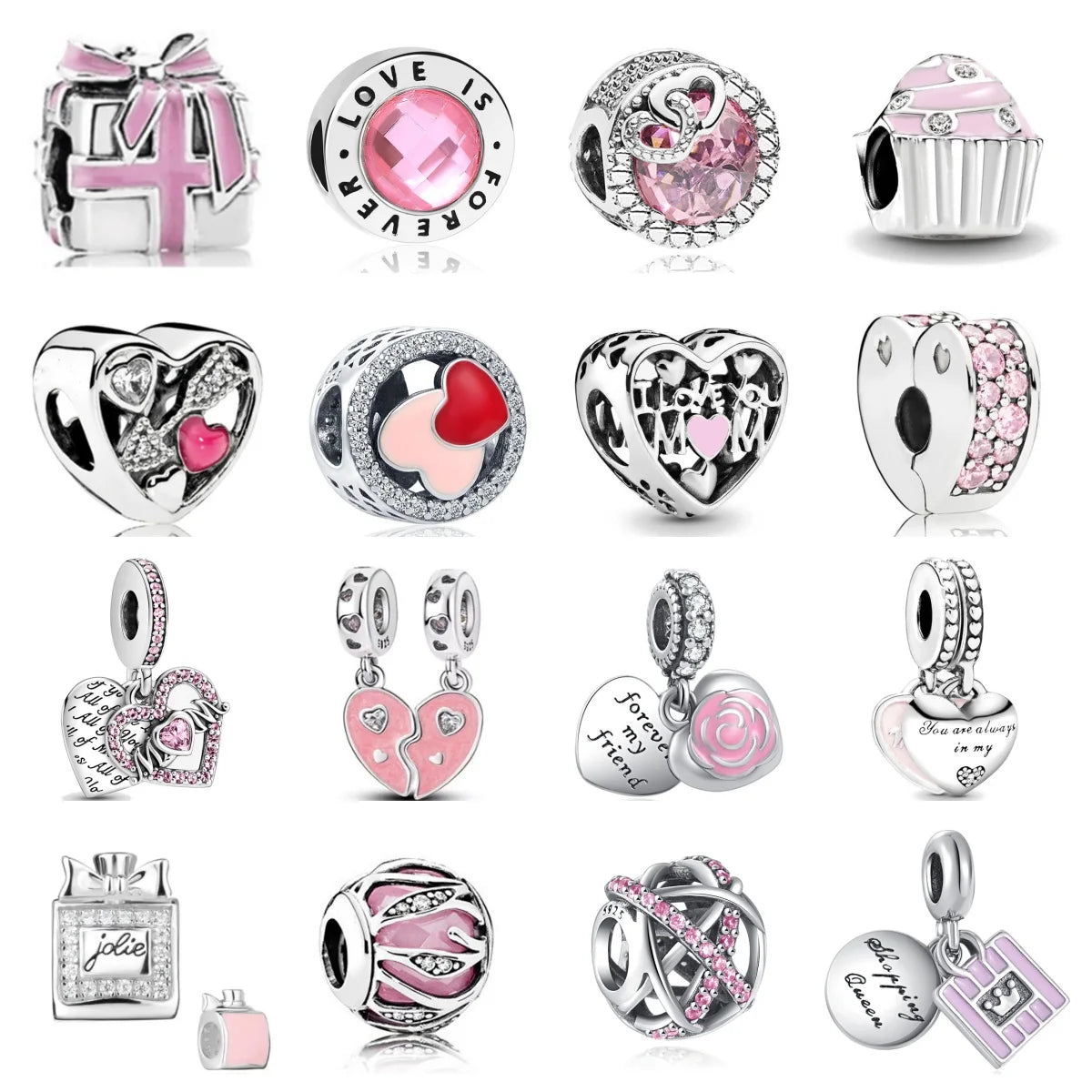 Silver Plated Pink Charms (Choose Your Elegance)