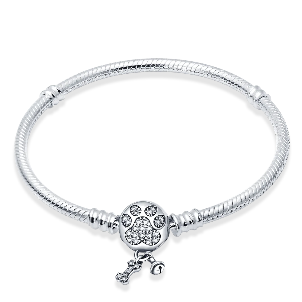 Sterling Silver Love Zircon Bracelet For Charms