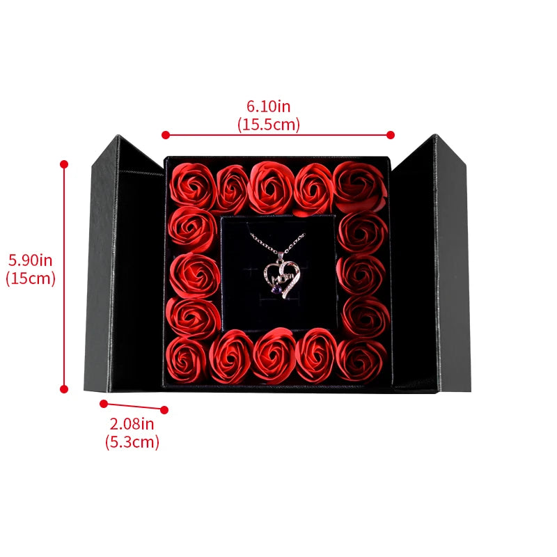 Eternal Rose with Necklace Jewelry Box for Mother's