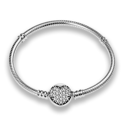 Sterling Silver Love Zircon Bracelet For Charms